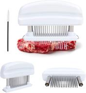 🔪 enhanced meat tenderizer needle tool: 48 stainless steel blades, safety lock, and ledorr kitchen accessory for perfectly tender steak, beef, pork, fish, and chicken - white логотип