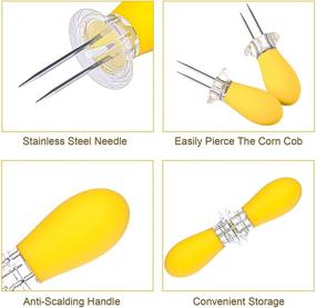 img 2 attached to 🌽 Unves Stainless Steel Corn Holders - 16Pcs/8 Pairs for Sweetcorn - Durable BBQ Camping and Outdoor Kitchen Tool