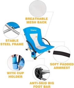 img 3 attached to 🏖️ KingCamp Portable Folding Low Sling Beach Chair with Padded Armrest and Cup Holder - Heavy Duty Mesh Backpacking Chair for Outdoor, Camping, BBQ, Beach, Travel, Picnic