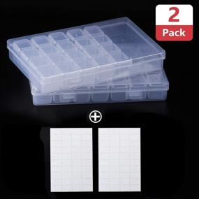 img 3 attached to 2 Pack 56 Slots Diamond Painting Box for Adults - 5D DIY Diamond Accessories Storage Containers with 2 Sets Sticker Organizer for Tracing - Art Kit Tool Supply Holder for Gems, Beads, Jewelry, Seeds, Nails