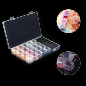 img 2 attached to 2 Pack 56 Slots Diamond Painting Box for Adults - 5D DIY Diamond Accessories Storage Containers with 2 Sets Sticker Organizer for Tracing - Art Kit Tool Supply Holder for Gems, Beads, Jewelry, Seeds, Nails