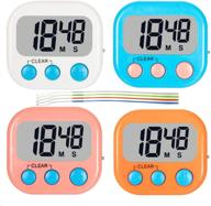 digital kitchen timer - 4 pack classroom timers for teachers and kids: loud alarm, magnetic backing, count up/countdown, on/off switch - ideal for cooking, baking, homework, games, and exercise logo