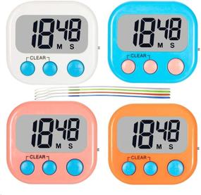 img 4 attached to Digital Kitchen Timer - 4 Pack Classroom Timers for Teachers and Kids: Loud Alarm, Magnetic Backing, Count Up/Countdown, ON/Off Switch - Ideal for Cooking, Baking, Homework, Games, and Exercise