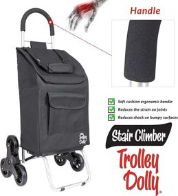 img 3 attached to 🛒 dbest products Stair Climber Trolley Dolly Folding Grocery Cart with 3 Wheels - Heavy Duty Shopping Hand Truck Ideal for Condos and Apartments - 39-inch Handle Height - Dimensions: 17.25" x 15.25" x 39.5" - Color: Black