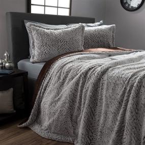img 2 attached to Lavish Home Faux Fur Comforter Set - King Size, Mink Faux Fur with Sham Set in Grey/Chocolate/Black