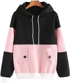 img 4 attached to SweatyRocks Women’s Winter Color Block Fleece Hoodie with Pockets - Stay Cozy and Stylish All Season