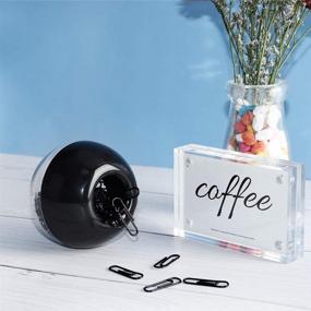 img 3 attached to 🖇️ Modern Magnetic Paper Clips Holder - Stylish Round Black 1" Desk Organizer with 100 Pcs Black 28mm Paper Clips - Ideal for Home, School, and Office Supplies