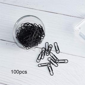 img 2 attached to 🖇️ Modern Magnetic Paper Clips Holder - Stylish Round Black 1" Desk Organizer with 100 Pcs Black 28mm Paper Clips - Ideal for Home, School, and Office Supplies