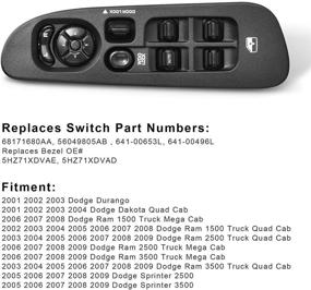 img 1 attached to Мастер-переключатель питания окон водителя PUENGSI 56049805AB и черная панельная облицовка обода 5HZ71WL5AE - совместима с Dodge Ram 1500 2500 3500 (2002-2010), Dodge Dakota (2001-2004) и Dodge Durango (01-03).