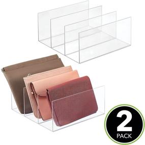 img 3 attached to 👜 mDesign Clear Plastic Divided Purse Organizer for Closets, Bedrooms, Dressers - Space-Saving Storage Solution for Purses, Clutches, Wallets, Accessories - 2 Pack, 3 Sections