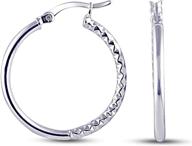 women's half textured sterling silver round hoop earring by charmsy - click top design logo