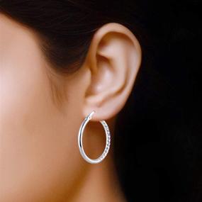 img 1 attached to Women's Half Textured Sterling Silver Round Hoop Earring by Charmsy - Click Top Design