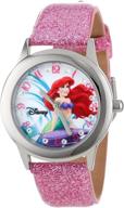 🧜 magical disney kids' w000955 tween ariel stainless steel watch: sparkling glitter strap for your little mermaid logo