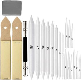 img 4 attached to 🎨 VENCINK Sketch Drawing Set for Students: 21 Pcs Blending Stumps and Tortillions with Sketch Sandpaper, Pencil Sharpener Pointer, Pencil Extension Tool, and Kneaded Eraser for Artistic Drawing
