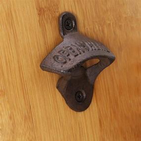 img 1 attached to 🍺 iPihsius Rustic Farmhouse Cast Iron Wall Mounted Bottle Opener - Easy-to-Install with Screws (1 Pack, Rustic Finish)