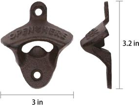 img 2 attached to 🍺 iPihsius Rustic Farmhouse Cast Iron Wall Mounted Bottle Opener - Easy-to-Install with Screws (1 Pack, Rustic Finish)