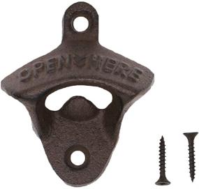 img 3 attached to 🍺 iPihsius Rustic Farmhouse Cast Iron Wall Mounted Bottle Opener - Easy-to-Install with Screws (1 Pack, Rustic Finish)