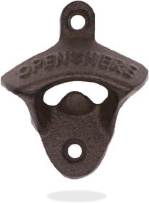 img 4 attached to 🍺 iPihsius Rustic Farmhouse Cast Iron Wall Mounted Bottle Opener - Easy-to-Install with Screws (1 Pack, Rustic Finish)