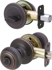 img 3 attached to 🚪 Set of 2 Amazon Basics Classic Oil Rubbed Bronze Exterior Knobs with Lock and Deadbolt