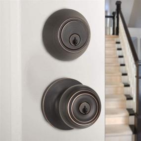 img 1 attached to 🚪 Set of 2 Amazon Basics Classic Oil Rubbed Bronze Exterior Knobs with Lock and Deadbolt