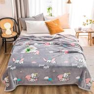 🔷 anjos dumbo grey nordic coral fleece blanket throw bedspread sheet - super soft microfiber polyester material - queen size (90x98inch) logo