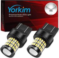 💡 yorkim ultra bright 7440 led bulb white t20 led bulb 7441 7443 7444 w21w led bulb pack of 2 - white | backup reverse, brake, tail, turn signal light logo