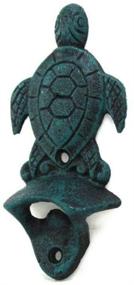 img 2 attached to 🐢 Seaworn Blue Cast Iron Wall Mounted Sea Turtle Bottle Opener - 6 Inch by Hampton Nautical