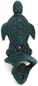 img 1 attached to 🐢 Seaworn Blue Cast Iron Wall Mounted Sea Turtle Bottle Opener - 6 Inch by Hampton Nautical