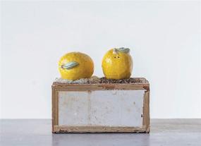 img 3 attached to 🍋 Yellow Stoneware Lemon-shaped Salt & Pepper Shakers by Creative Co-Op (Set of 2)