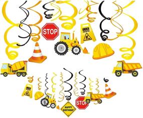 img 3 attached to 🚧 Kristin Paradise Construction Hanging Swirl Decorations: 30Ct Construction Trucks Birthday Theme Streamers, Traffic Zone Party Supplies, Fun First Favors for Boys, Stop Sign Worker Decor