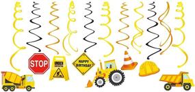 img 2 attached to 🚧 Kristin Paradise Construction Hanging Swirl Decorations: 30Ct Construction Trucks Birthday Theme Streamers, Traffic Zone Party Supplies, Fun First Favors for Boys, Stop Sign Worker Decor