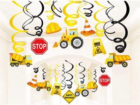 img 1 attached to 🚧 Kristin Paradise Construction Hanging Swirl Decorations: 30Ct Construction Trucks Birthday Theme Streamers, Traffic Zone Party Supplies, Fun First Favors for Boys, Stop Sign Worker Decor