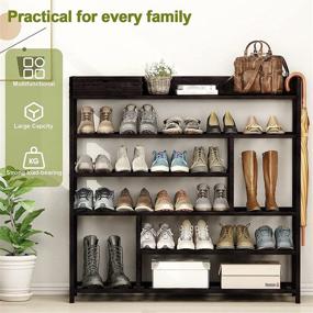 img 3 attached to Bamworld 5-Tier Bamboo Shoes Rack Shelf Organizer for 24 👞 Pairs of Footwear, Boots, or Flowerpots with Storage Box - Entryway Solution