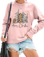 🎄 kiddad merry christmas sweatshirt: women's festive leopard tree graphic long sleeve lightweight shirt pullover logo