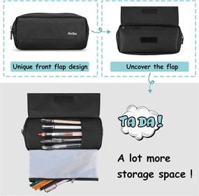 img 2 attached to 🖋️ ProCase Pencil Case: Large Capacity Pen Holder Bag for School Supplies and Office Organization - Black