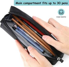 img 3 attached to 🖋️ ProCase Pencil Case: Large Capacity Pen Holder Bag for School Supplies and Office Organization - Black