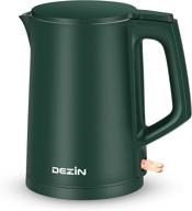 dezin electric kettle - 1.7l cool touch double wall tea kettle, green logo