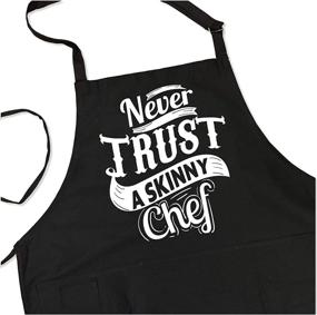 img 4 attached to 👨 Adjustable Apron for Men - Skinny Chef BBQ Grill Apron, One Size - ApronMen