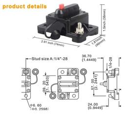 img 1 attached to 🔌 Calvert 60 Amp Circuit Breaker with Manual Reset for Car Marine Trolling Motors Boat ATV - Manual Power Protection for Audio System Fuse, 12V-48VDC, Waterproof (60A)