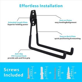 img 3 attached to 🔧 Ultimate Garage Organization: 4 Pack Wall Mount Storage Hanger with Extension Cord Holder - Heavy-Duty Hooks for Ladder, Ski, Sports, Utility, Garden Tool, Hose Storage Rack Organizer