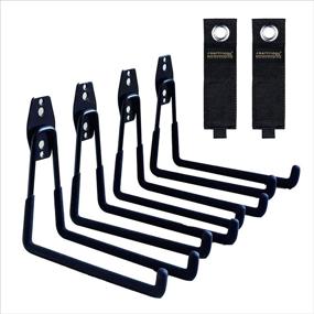 img 4 attached to 🔧 Ultimate Garage Organization: 4 Pack Wall Mount Storage Hanger with Extension Cord Holder - Heavy-Duty Hooks for Ladder, Ski, Sports, Utility, Garden Tool, Hose Storage Rack Organizer