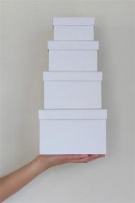 img 1 attached to 🎁 Квадратные жёсткие подарочные коробки Cypress Lane: вложенный набор из 4 штук, размеры от 3.5x3.5x2 до 6x6x4 дюйма, маленький размер (белые) - изысканное решение для упаковки.