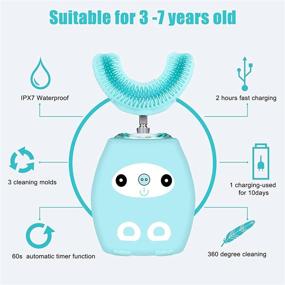 img 3 attached to 🦷 Blue Ziliny Kids U Shaped Electric Toothbrush - Automatic Timer & 3 Cleaning Modes - Waterproof Ultrasonic Toothbrush for Children & Toddlers