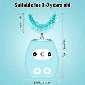 img 2 attached to 🦷 Blue Ziliny Kids U Shaped Electric Toothbrush - Automatic Timer & 3 Cleaning Modes - Waterproof Ultrasonic Toothbrush for Children & Toddlers