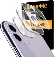 📸 [pack of 3] uniqueme high definition tempered glass camera lens protectors for iphone 11 - scratch resistant 6.1 inch логотип