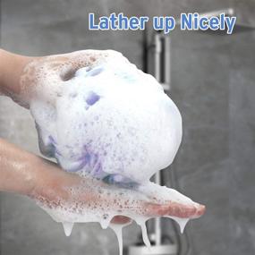 img 3 attached to Набор губок для ванны DadyMart Bath Shower Loofah: 4 цветочных цвета 60 гр банные мочалки для душа для эффективного отшелушивания - скраберы для тела для женщин и мужчин