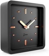 driini modern mid century desk table analog clock black rose gold battery operated silent sweep movement small square desktop clock mantel nightstand office bedrooms logo