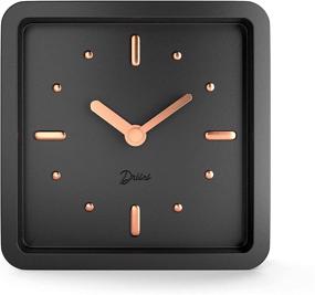 img 2 attached to Driini Modern Mid Century Desk Table Analog Clock Black Rose Gold Battery Operated Silent Sweep Movement Small Square Desktop Clock Mantel Nightstand Office Bedrooms