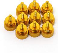 🖥️ 10 pieces of colorful gold aluminum alloy knurled thumbscrews for desktop computer pc case chassis – m3.5 tool-less adjustment, #6-32x6mm size logo