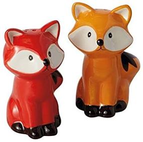 img 4 attached to DII Foxes Ceramic Salt & Pepper Shakers: Whimsical Tabletop Decor for Fox Lovers